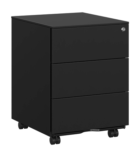 SONGMICS Dulap mobil rollbox pentru birouri, 3 sertare pentru documente, corp pre-asamblat, 45x39x54 cm, negru