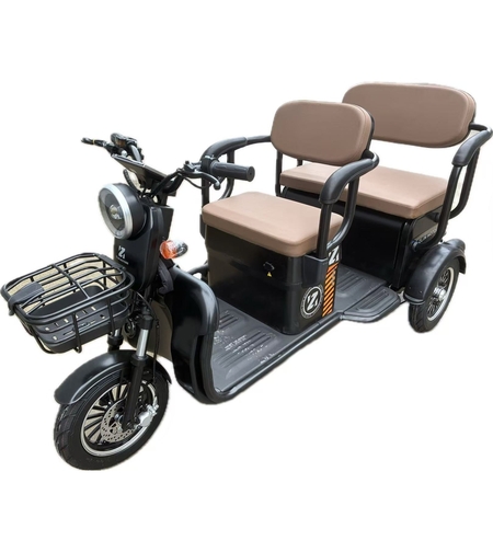 Triciclu Electric V6, Saige, Fara Permis, cu Doua Locuri, Motor 1800W, Baterie 72V24Ah, Autonomie 60km, 220x88x105 cm, Viteza Maxima 25km/h, Negru OldStyle
