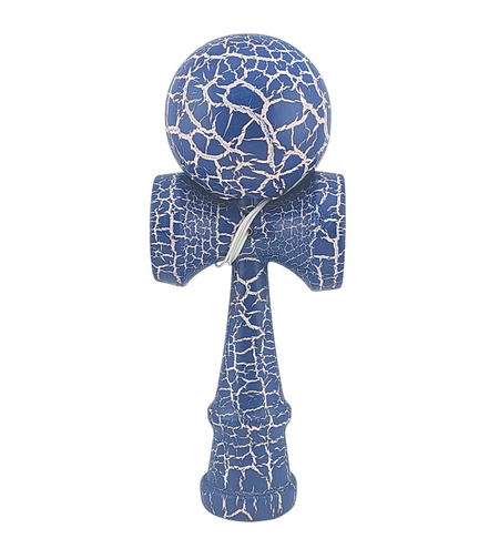 Kendama X Originala, Profesionala, Flippy, Kendama Cracked, din Lemn – 18 cm, Albastru/alb
