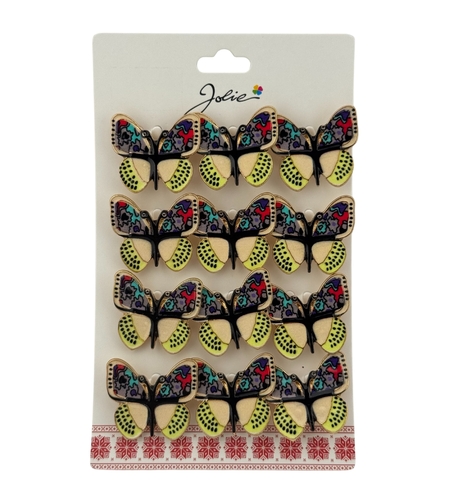 Set 12 Brose Martisor Primavara, Jolie, Model Fluture cu Aripi Deschise, Multicolor