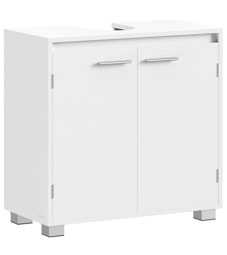 VASAGLE Masca chiuveta baie, lavoar cu 2 usi si raft interior reglabil, MDF si PAL, 60x30x60 cm, alb