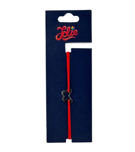 Martisor Bratara din Inox pentru Copii, Jolie, Textil si Inox, Snur Rosu, Model Fluture, Argintiu