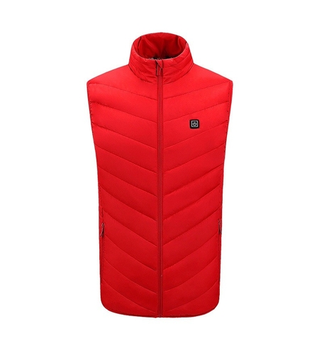 Vesta cu Incalzire, Vafy, Unisex, 2 Zone de Incalzire, Umplutura Bumbac, 3 Trepte de Temperatura, Incarcare USB, Rosu, 45 - 50 kg, Marime M