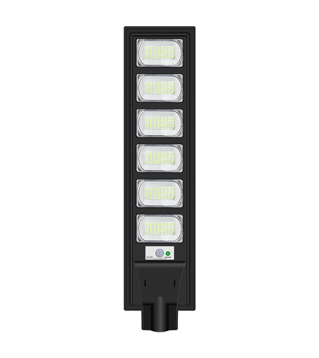 Lampa solara stradala Flippy, cu telecomanda, senzor de miscare si lumina, suport prindere, 288 LED-uri, IP65, ABS, 15AH, 300W, temperatura culoare 6500K, 79x18.8x5 cm, autonomie 10-12 ore, negru
