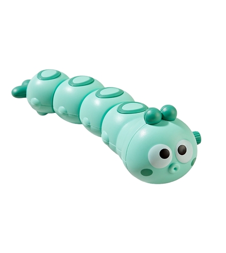 Jucarie mecanica pentru copii Flippy, omida haioasa, cu cheita, distractiva, se taraste, se misca, 15 x 4 cm, verde
