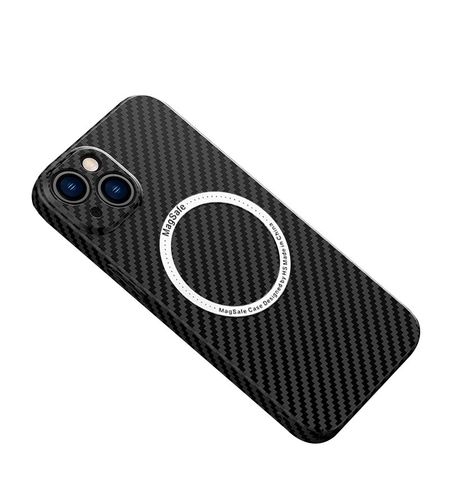 Husa de protectie pentru iPhone 14 Pro Max, Vafy, Magnetica, MagSafe, Carbon Fiber Protectie Antisoc, Negru