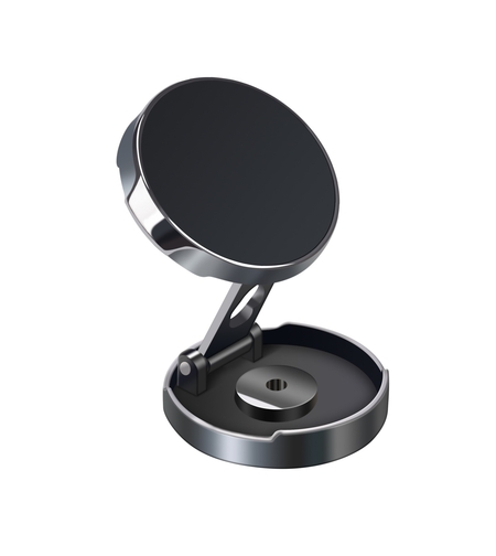 Suport de Telefon, Flippy, cu Adeziv, din ABS si Magnet, Pliabil, Diametru 4.4 cm, Universal, Negru