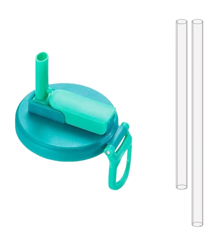 Capac Anti Varsare pentru Doze, Vafy, Model cu Pai Transparent, Reutilizabil, din Plastic, cu Maner Transportabil, 5.4 cm, Albastru