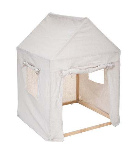 Casuta copii Atmosphera Safari, lemn de pin si panza textila, 77x115 cm, bej