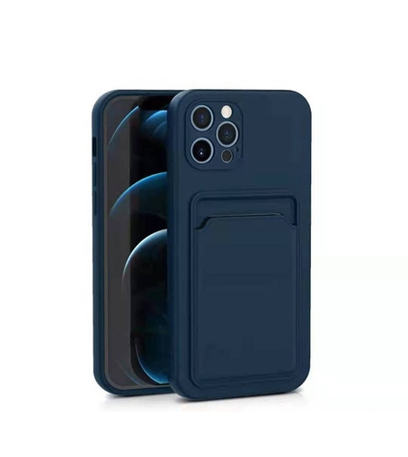 Husa protectie cu suport card compatibila cu Samsung A12 Albastru inchis