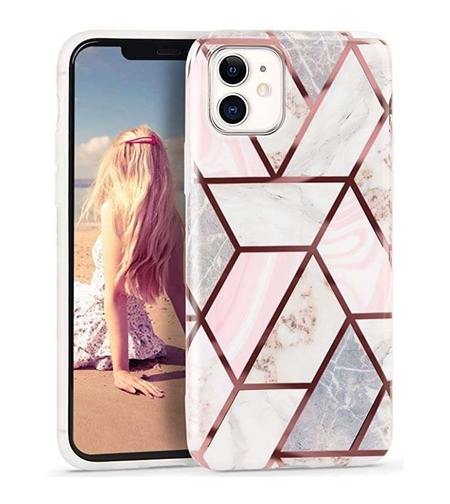 Husa protectie pentru Samsung S10E Soft IMD TPU Marble Geometric Alb