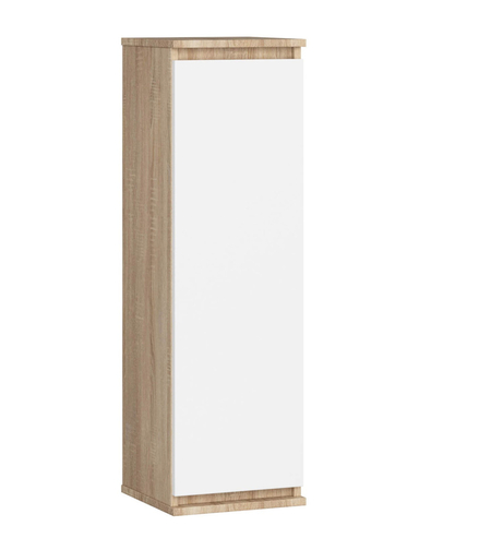 Dulap suspendat, cu usa si 3 rafturi interioare, PAL 16 mm, 30x30x99 cm, stejar sonoma si alb