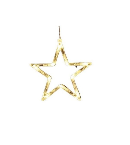 Decoratiune de Craciun Luminoasa in forma de Stea 19x18 cm, cu Ventuza, Alb Cald, Flippy