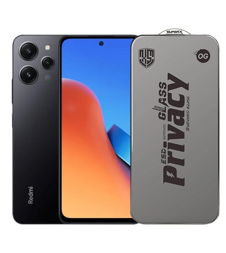 Folie de Protectie pentru Xiaomi Redmi 12, Vafy, Sticla Securizata ESD Antistatica, Super-X Privacy OG, Margini Negre, 0.30 mm, Transparent Inchis