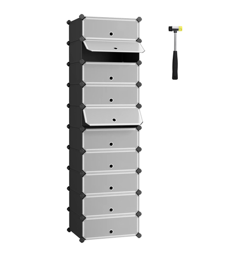 SONGMICS Dulap de depozitare pantofi modular, configurabil cu 10 compartimente, 43x31x173 cm, negru