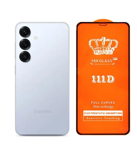 Folie Securizata pentru Samsung Galaxy S25, Vafy, Sticla de Protectie Compatibila cu Samsung Galaxy S25, Full Cover Series 111D, 10H GLASS, Margini Negre, Transparent