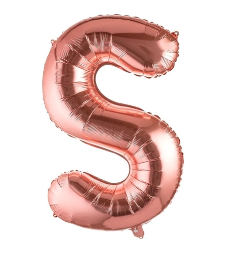 Balon Folie Metalizata Litera S, Flippy, 100 cm, Umflati cu Heliu sau Aer, Ambalaj Individual, Pai inclus, Rose Gold