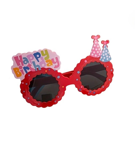 Ochelari Decorativi, Flippy, pentru Petrecere, din ABS, Unisex, Model Happy Birthday, 13.5 x 8.5 cm, Rosu