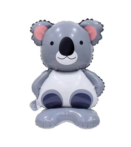 Balon din Folie Metalizata, Vafy, Mini Figurine Animalute, Model Koala, Tematica Aniversare, 38x58 cm, Ambalaj Individual, Pai Inclus, Umflare cu Aer sau Heliu, Multicolor