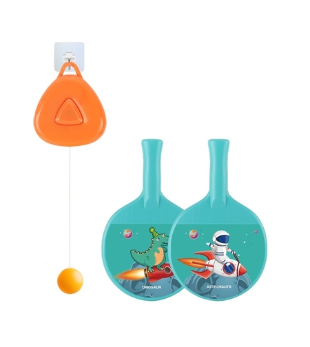 Set Palete pentru Tenis de Masa, Flippy, pentru Copii, Accesoriu de Agatat Inclus, 2 Mingi, Design Animat, Albastru