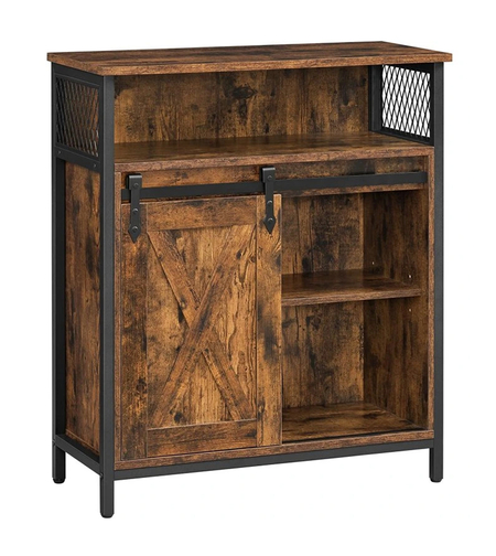 VASAGLE Comoda depozitare cu usa glisanta tip hambar, 70x30x80 cm, maro rustic