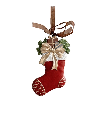 Decoratiune de Craciun, Flippy, pentru Brad, Model Soseta, 10 x 6 cm, din Rasina, Multicolor