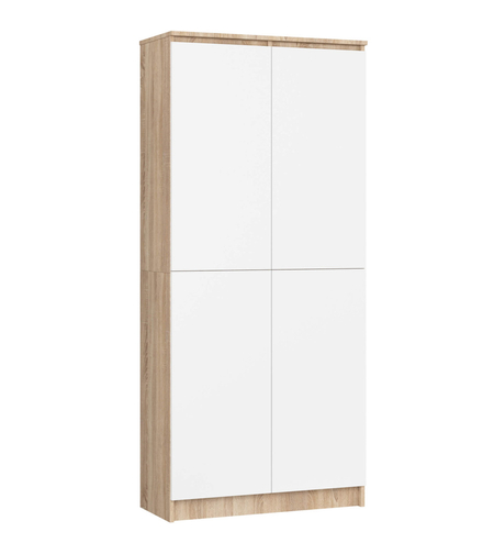 Dulap cu 8 etajere, PAL laminat 16 mm, 80x35x180 cm, stejar sonoma si alb