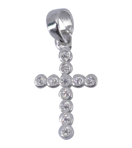 Pandantiv din Argint 925 Jolie Silver, Model Cruce cu Zirconii, 20 x 0.9 mm, 0.84 g