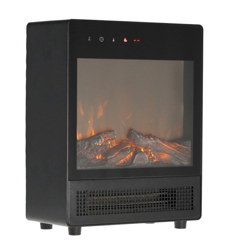 Semineu electric cu efect de flacara, 2000W, 2 trepte, termostat, 29x16x39 cm, negru