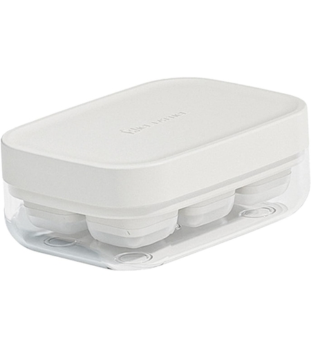 Forma pentru gheata cu presa Flippy, din silicon alimentar, 6 cuburi, caserola pentru depozitare, usor de folosit si curatat, 10.5 x 7.5 x 4.1 cm, alb