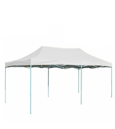 Cort Pavilion 3x6m Alb Pliabil Cadru Metal pentru Curte, Gradina, Evenimente