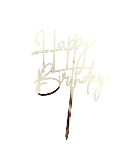 Decoratiune Topper pentru Tort, Flippy, Model Happy Birthday, Tematica Aniversare, Arginitu, 10 cm