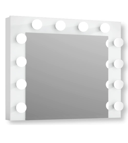 Oglinda machiaj cu 12 becuri LED, lumina neutra, 80x10x65 cm, alb