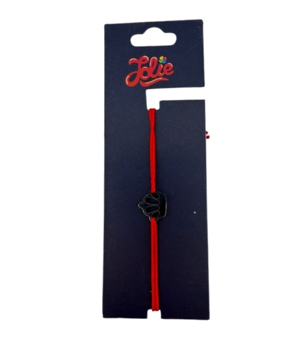 Martisor Bratara din Inox pentru Copii, Jolie, Textil si Inox, Snur Rosu, Model Coroana, Argintiu