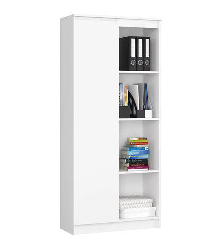 Dulap cu usa si 8 etajere, PAL laminat 16 mm, 80x35x180 cm, alb