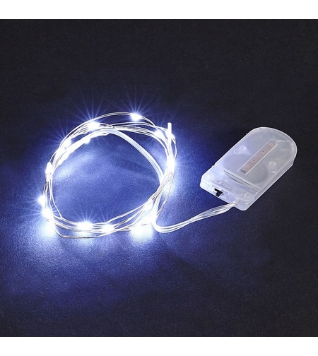 Instalatie Craciun, 1 metru, 10 LED-uri, Alb Rece, cu baterii, fir cupru, liniar, interior/exterior, Vafy