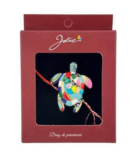 Brosa Vintage, Jolie, Material Metal, Ambalaj Carton, Dimensiune Brosa Aproximativ 4-6 cm, Model Broasca Testoasa, Multicolora
