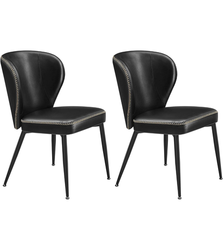 VASAGLE Set 2 scaune living EKHO, tapiterie piele ecologica cu cusaturi, 52x55x79 cm, negru