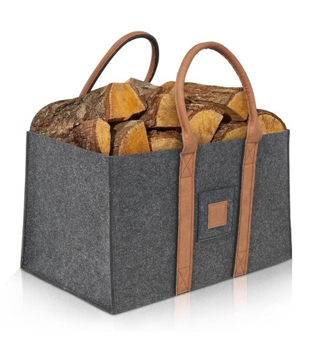 Cos Multifunctional pentru Rufe, Cos Depozitare, Flippy, Gri Inchis, 50x34x32, Geanta Durabila pentru Lemne si Accesorii