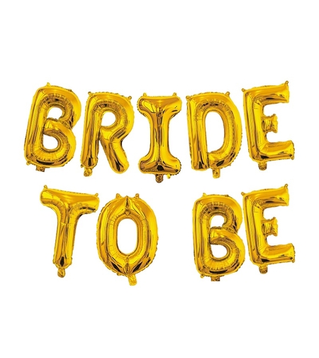 Set Baloane din Folie Metalizata, Flippy, Model Bride to Be, Litere de 40 cm, Baloane Party, Ambalaj Individual, Pai Inclus, Umflare cu Aer sau Heliu, Auriu