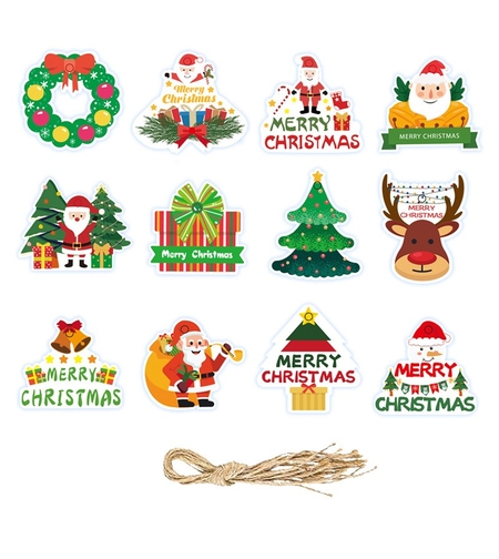 Set Decoratiuni de Craciun pentru Brad, Flippy, Modele Variate, Sfoara Inclusa, 12 Piese, 5.5 x 6.5 cm, Model A, Multicolor