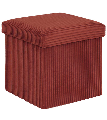 Taburet pliabil Atmosphera Arum din material tip catifea raiat, 38x38x38 cm, ambra