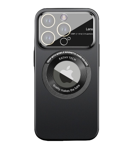 Husa protectie MagSafe Kathy Tech, Vafy, pentru Apple iPhone 14 Pro Max, Dublu Cerc, Negru