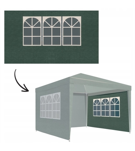 Perete lateral pavilion gradina, cu fereastra, prindere velcro, 3x2 m, material PE impermeabil, verde