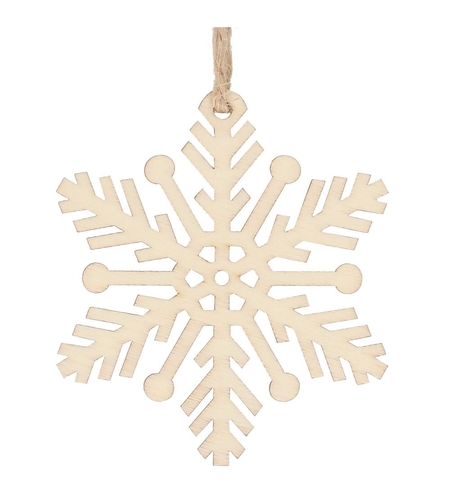 Decoratiune brad fulg de zapada din lemn, set 6 bucati, maro