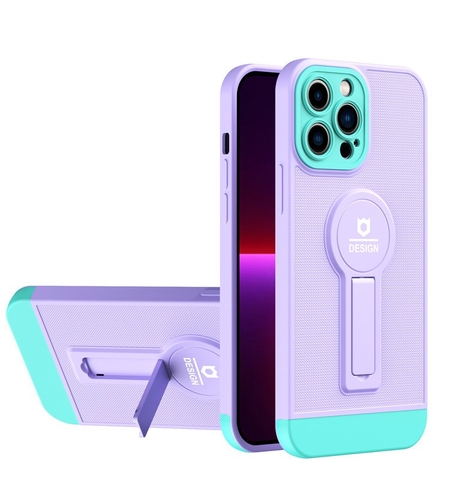 Husa Armor Design cu Stand pentru Apple iPhone 14 Pro (6.1) Mov/Albastru, Suport Auto Magnetic, Protectie Antisoc, Vafy