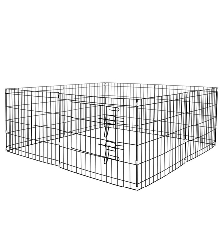 Tarc pentru animale de companie, din fier, forma configurabila, cu usa de acces, XXL, 120x120x60cm, negru