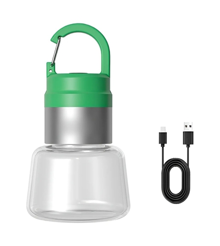 Lampa Portabila, Flippy, de Voiaj/Camping, Incarcare USB, IPX5, LED RGB, din ABS, 300 mAh, 10 x 5.5 x 5.5 cm, Verde