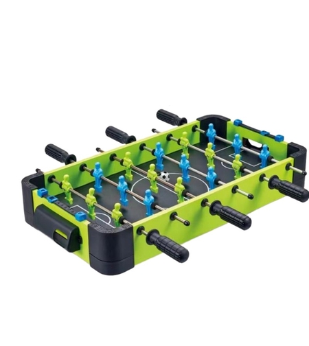 Masa de fotbal cu teren si 18 jucatori Flippy, 6 manere, cu Tablou Scor, din Metal si ABS, 51 x 44 x 17.5 cm, Design Multicolor, pentru copii/adulti, verde