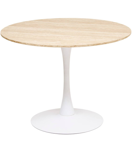 Masa rotunda Atmosphera Elias, 102x74 cm, MDF si metal, bej si alb